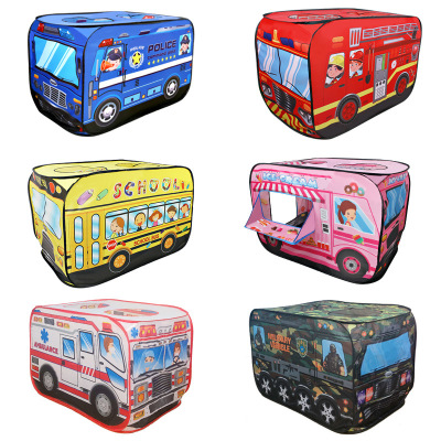 Cross-Border Folding Children Car Tent Game House Ocean Ball Pool Indoor Toy Police Fire Ambulance Play House