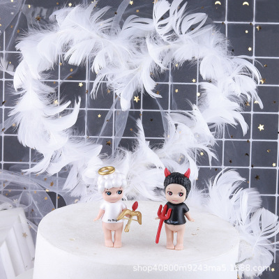 Birthday Cake Decoration Card Feather Garland Internet Celebrity Variety Feather Inserts White Big Wings Cake Flag Wholesale