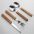 Red Miscellaneous Wooden Handle Kitchen Tools Steak Knives, Spoons, and Forks Set Stainless Steel Western Food Knife, Fork and Spoon Three-Piece Tableware