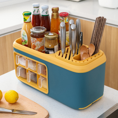 Kitchen Seasoning Rack Storage Rack Chopsticks Seasoning Bottle Knife Rack Rack Seasoning Rack Plastic Seasoning Box Seasoning Containers