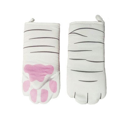 Factory Wholesale Cross-Border Pure Cotton Cat Oven Gloves Baking Insulation Gloves Microwave Oven Anti-Hot Gloves