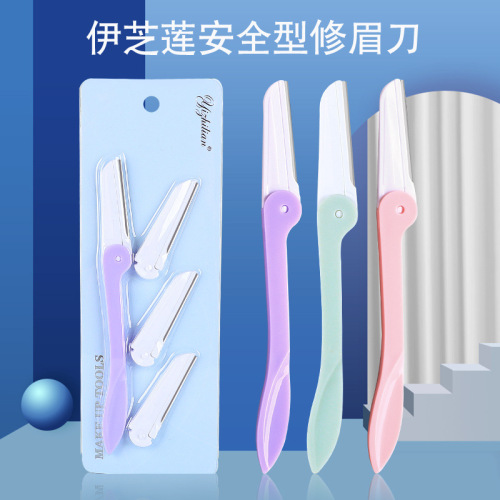 izhilian stainless steel folding eyebrow trimmer eyebrow scraper 1+3 replacement cutter head set eyebrow scraping 8501