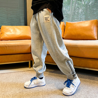 Boys' Pants Autumn 2021 New Children's Sweatpants Medium and Big Children's Casual Loose Spring and Autumn Boys' Korean Style Sports Pants