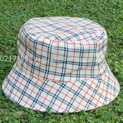 Small Plaid Adult/Child Blue Bottle Cap/Sun Hat