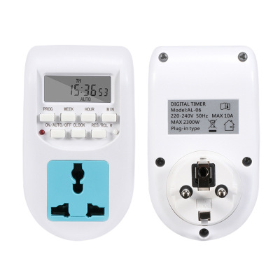 German Plug Timer Multi-Purpose Hole Smart Timer Switch Socket Electronic Timer Socket