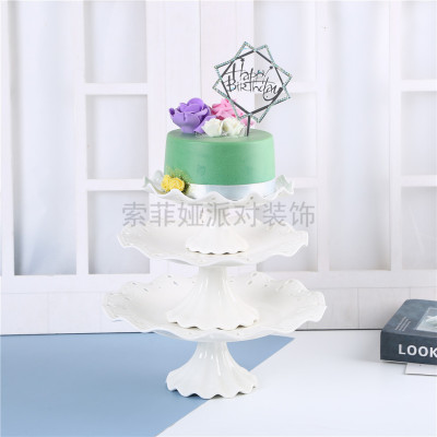 Ceramic Cake Plate Wedding Birthday Dessert Plate High Foot Cake Tray Dim Sum Rack Dessert Table Baking Cake Stand