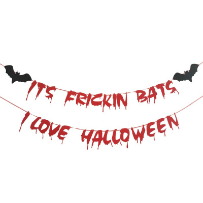 New IT'S Frickin Bats I Love Halloween Glitter Latte Art Halloween Bat Hanging Flag