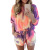 2021 European and American Foreign Trade Women's Clothing Home Wear Two-Piece Summer Amazon Tie-Dyed Printed Long Sleeve plus Shorts Suit