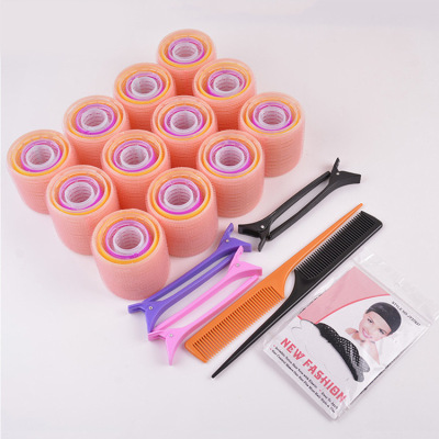 Factory Direct Supply Nylon Hair Roller Set Cross-Border Self-Adhesive Hair Curler Tail Comb Duckbill Clip PVC Packaging