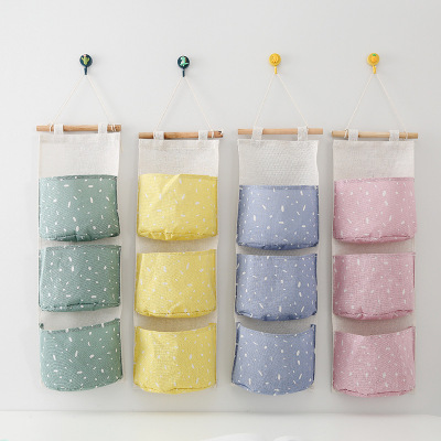 Self-Produced and Self-Sold Creative Cotton and Linen Waterproof Hanging Storage Bag 3 Layers Hanging Bag Fresh Dotted Model Buggy Bag