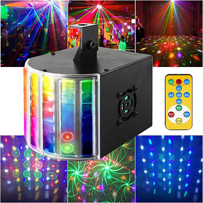 LED Voice Control Stage Butterfly Lamp Remote Control Red and Green Laser Sixlaser Colorful Flash Lamp Bar Colorful Laser Light