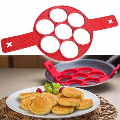 Household Multi-Functional Seven-Hole round Omelette Maker Mold Kitchen Safety and Hygiene Creative Silicone Cake Mold
