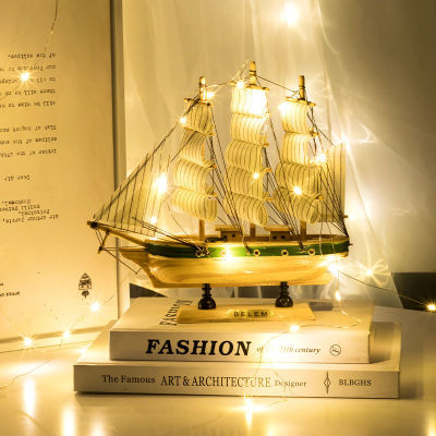 Sailing Boat Model Decoration Emulational Creative Solid Wood Craft Mediterranean Sailboat