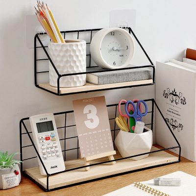 New Bed Bedroom Bedside Bookshelf Wall-Mounted Storage Rack Punch-Free Wall-Mounted Dormitory Bathroom Storage Rack