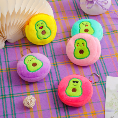 New Cartoon Embroidered Coin Purse Children Cute Avocado Coin Storage Bag Girl Plush Earphone Bag