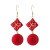 Manufacturer New Year Matte Red Pearl Earrings Texture Graceful and Fashionable Ear Hanging Face Slimming Festive Atmosphere Ear Rings