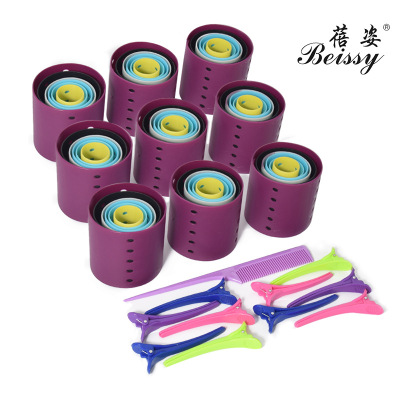 Cross-Border Hot Selling Light Tube Hair Curlers Set Smooth Hair Roller with Duckbill Clip Thick Tail Comb OPP Bag Packaging