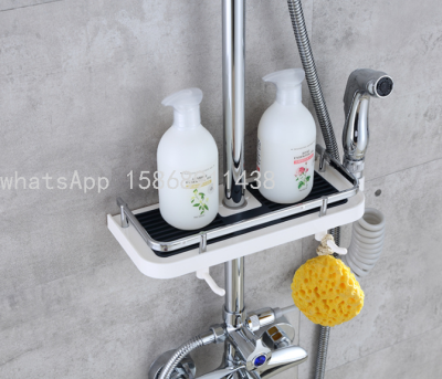 Lifting Shower Tray Punch-Free Bathroom Storage Rack Shower Rod Shower Pole Storage Rack