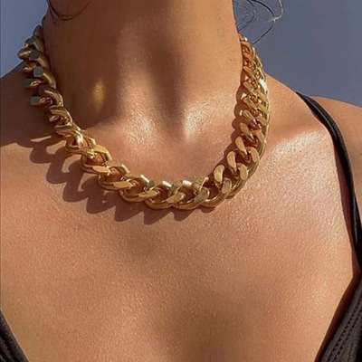 Europe And America Cross Border Hot Selling Product Thick Chain Necklace Creative Minimalism Retro Personality Clavicle Chain
