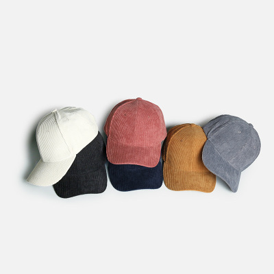 Corduroy Peaked Cap Men's and Women's Autumn and Winter Thermal and Windproof Baseball Cap Simple Couple Show Face Small Curved Brim