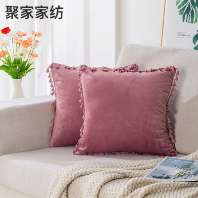 Amazon EBay Cross-Border Solid Color Ins Pillow Cover Tassel Tassel Lumbar Cushion Cover Nordic Simple Home Pillow