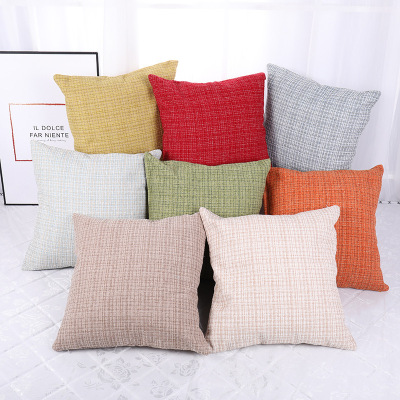 Factory Direct Supply Solid Color Plaid Pillow with Core Simple Super Soft Double-Sided Sofa Cushion Pillow in Stock Wholesale