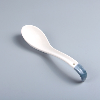 Wholesale Japanese-Style Japanese Ceramic Snowflake Glaze Tableware Large Spoon Porcelain Spoon Soup Spoon Stirring Spoon Curved Handle Ladle