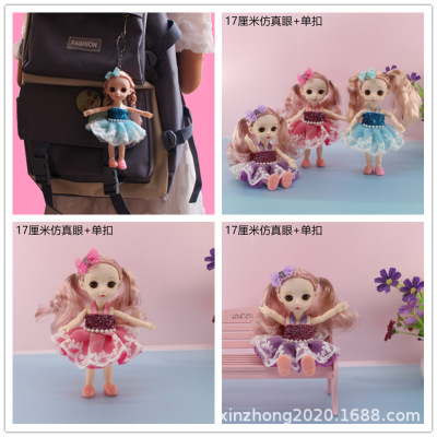 17cm Children's Artificial Eye Barbie Doll Girl Gift Cute Little Doll Discount Doll Pendant