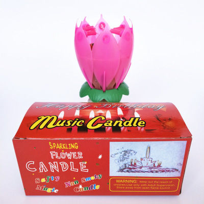 Factory Direct Sales Happy Birthday Lotus Musical Candle Cake Decoration Romantic Atmosphere Singing Blossom Creative Children