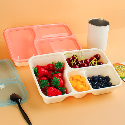 Highlight Pp Food Container Student Lunch Box Four-Grid Lunch Box 1000ml