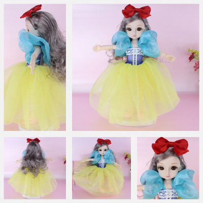 Factory Wholesale 30cm Snow White Wedding Doll Girl Simulation Eye Multi-Joint Music Toy Doll Gift