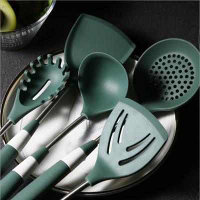 Silicone Spatula Soup Spoon Set Colander Meal Spoon Pasta Spoon Non-Stick Pan Spatula Scissors Spoon Kitchen Accessories