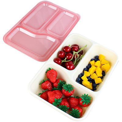 Highlight Pp Food Container Student Lunch Box Three-Grid Lunch Box 1000ml