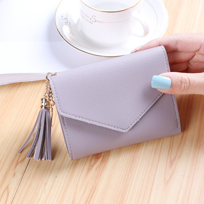 New Fashion Small Wallet Women's Short Japanese and Korean Style Cute Refreshing Tassel Mini Student Women's Wallet Wallet