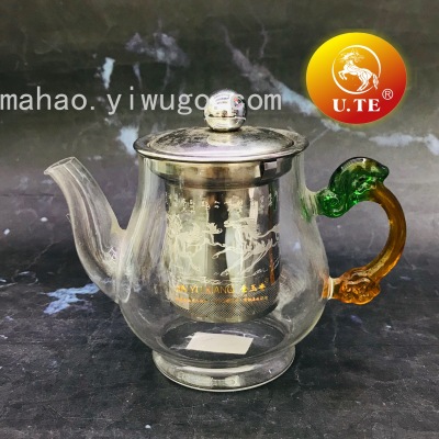 Stainless Steel Screen Filter Glass Teapot