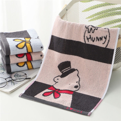 Pure Cotton Cartoon Towel Extra Thick No Hair Shedding Face Wash Bath Wipe Face Towel Children Towel All Cotton Soft Absorbent Mr Bear Hat