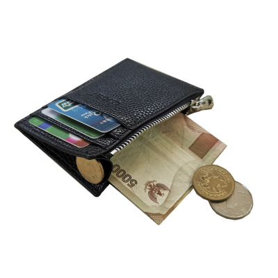 Foreign Trade Customized Factory Direct Sales Ultra-Thin Card Holder Men's Multiple Card Slots Zipper Coin Purse Small Card Holder Bus Card Holder