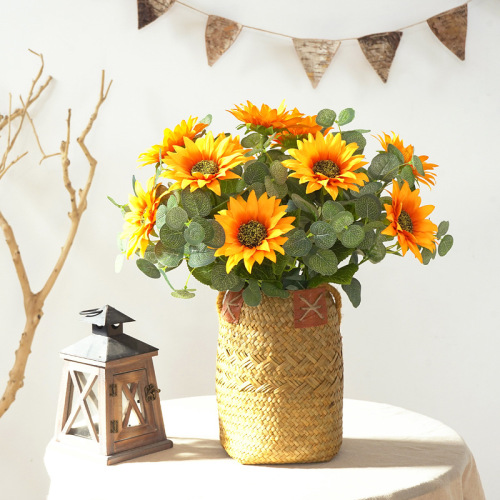 Artificial Flower Single Stem Sunflower SUNFLOWER Fake Flower Bouquet Wedding Window Stage Layout Decorative Crafts