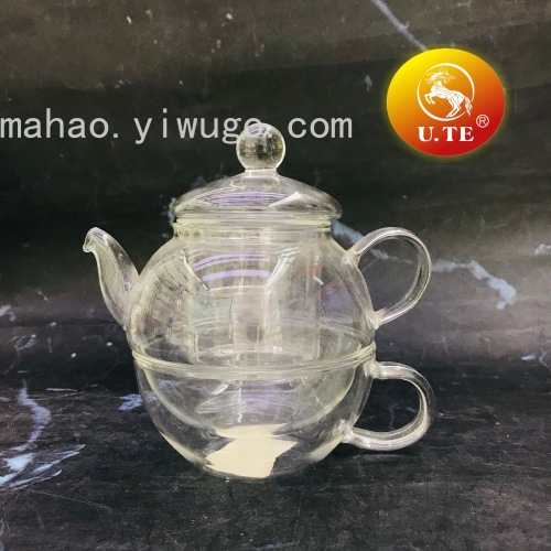 glass teapot with mug