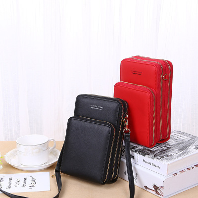 Korean Style New Mobile Phone Bag Women's Wallet Pu Long Large Capacity Multi-Functional Mini Bag Shoulder Bag Crossbody Bag