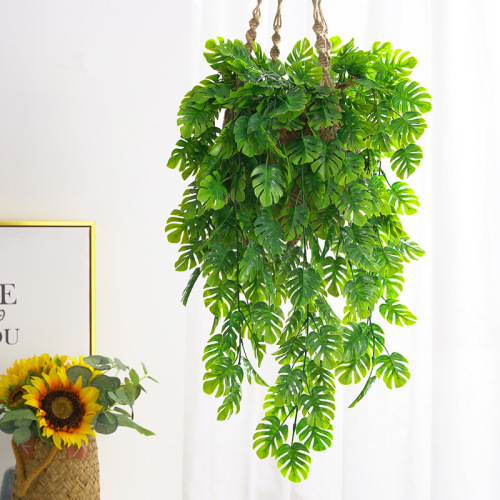 simulation wall hanging rattan simulation plant turtle back leaf wall hanging rattan decoration green leaf hanging orchid vine fake green plant