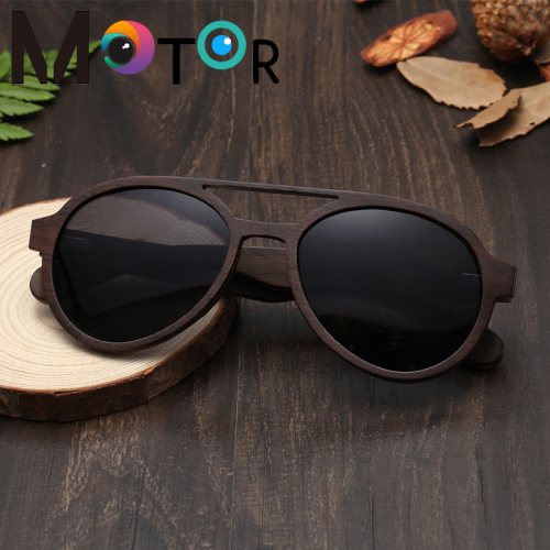 Double Beam Frog Mirror New European and American Retro Wooden Hand-Made polarized Sunglasses Outdoor Cycling Cross-Border Sunglasses Spot