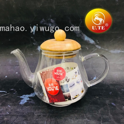 Jingzhi Wooden Cover Direct Fire Pot Household Heat-Resistant Borosilicate Glass Teapot Teapot Gift Coffee Pot