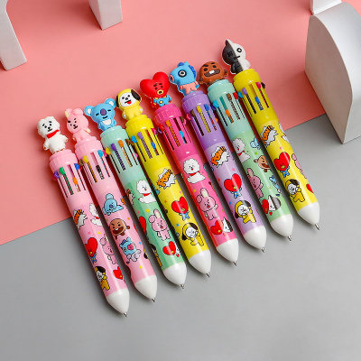 Multi-Color Ballpoint Pen Color Press Ten-Color Ballpoint Pen Gel Pen Multi-Color Notes Student Journal Special