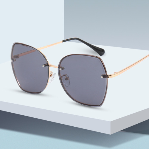 european and american new polygonal marine sunglasses women‘s cross-border fashion rimless sunglasses driving metal glasses