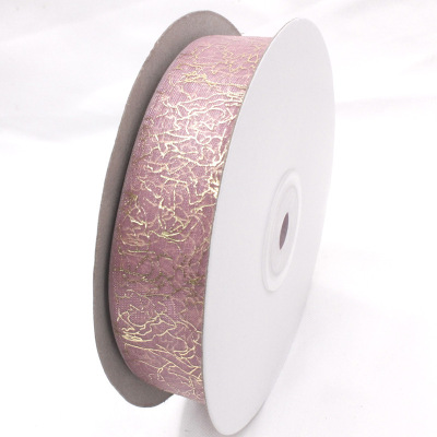 New Korean Style 2. 5cm Gilding Crack Organza Tape Chiffon Packaging Balloon Shoelace Printing Ribbon