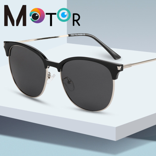 European and American Polarized Glasses Men‘s Fashion Half-Frame Sunglasses Frog Glasses Outdoor Riding Driving Eyes