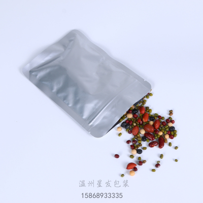 Silver Aluminum Foil Ziplock Bag Dried Fruit Plastic Packaging Bag Doypack Scented Tea Dry Goods Ziplock Bag Zipper Aluminized Bag