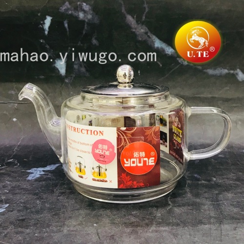 Stainless Steel Strainer Glass Teapot