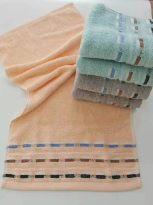 Pure Cotton Towel Absorbent Lint-Free Wholesale Soft Bath Face Washing Towel Wipe Hair Adult Men and Women Broken Grid Striped